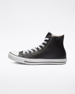 Converse Chuck Taylor All Star Leather Női Magasszárú Fekete | FLQTCNX-HU